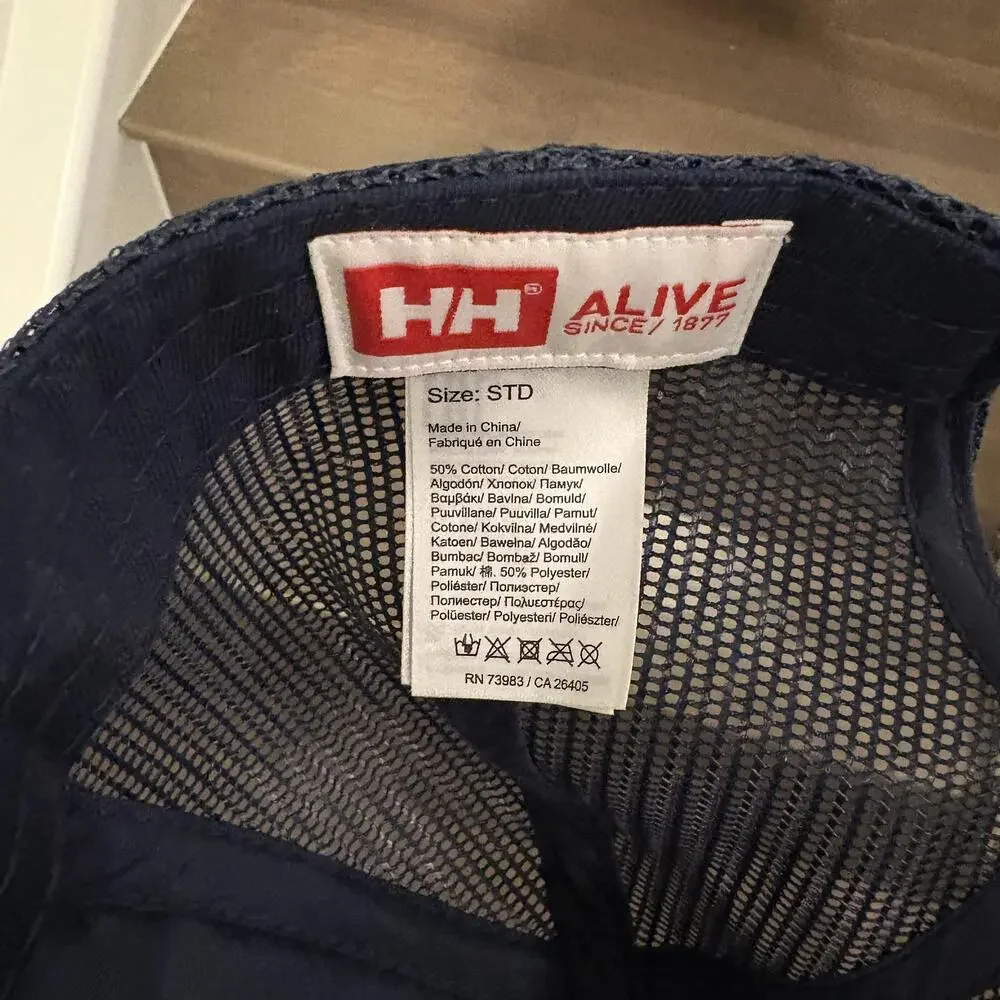 Helly Hansen Hat Cap Snap Back Navy Blue Mesh Trucker Patch Outdoor‎ Mens